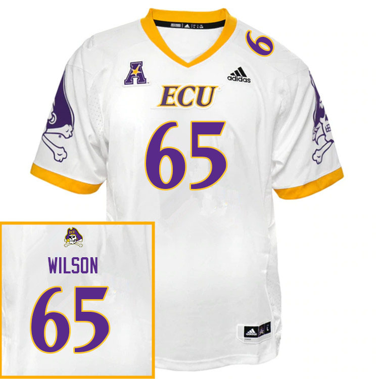 Men #65 Zion Wilson ECU Pirates College Football Jerseys Sale-White - Click Image to Close